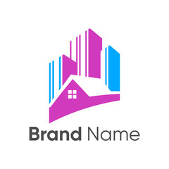 Fototapeta premium logo design buildings with colorful styles