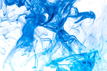Fototapeta premium Blue smoke on white background