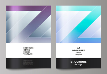 The vector illustration of editable layout of A4 format modern cover mockups design templates for brochure, magazine, flyer, booklet, annual report. Creative modern cover concept, colorful background.