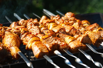 Marinated shashlik on a gril