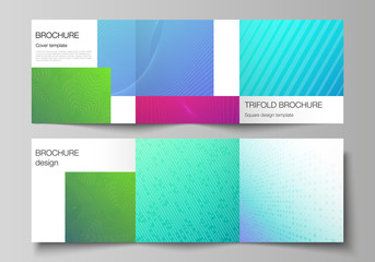 Fototapeta premium The minimal vector editable layout of square format covers design templates for trifold brochure, flyer, magazine. Abstract geometric pattern with colorful gradient business background.
