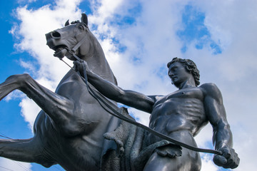 Horse tamer monument on Anichkov Bridge in Saint Petersburg