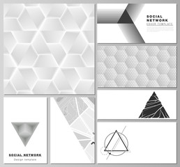 Obraz premium The minimalistic abstract vector of the editable layouts of modern social network mockups in popular formats. Abstract geometric triangle design background using different triangular style patterns.