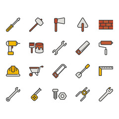 Construction tools related icon set.Vector illustration