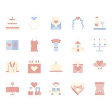 Love and wedding related icon set