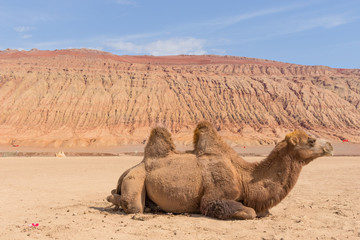 Turpan, China - located few kilometers East of Turpan,  near the northern rim of the Taklamakan Desert, the Flaming Mountain are called so for their red color