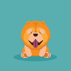 Dog chow chow cartoon vector illustration.