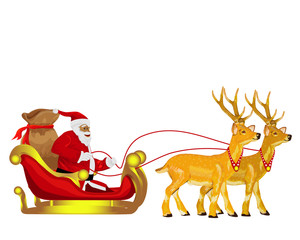 Fototapeta premium Santa Claus with two deer vector design