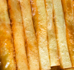 The texture of french fries. macro, close up