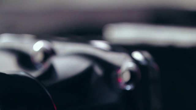Close-up of rotating car engine supercharger rotor