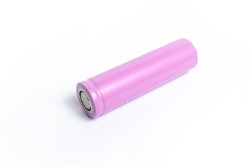 Pink 18650 battery on isolate white background