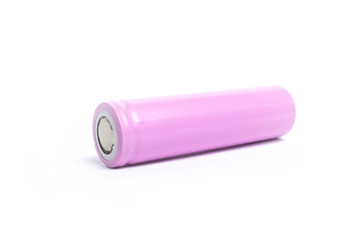Pink 18650 battery on isolate white background