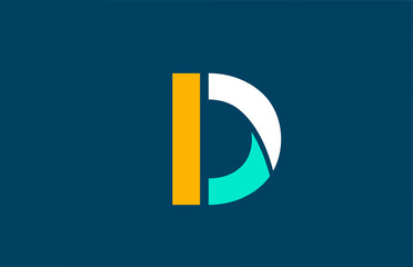 blue white yellow green D letter logo alphabet for company icon design - obrazy, fototapety, plakaty