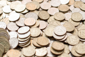 pile of coins top view