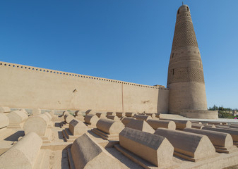 Turpan, China - located along the Silk Road, Turpan displays landmarks from its Islamic period. Here in particular the Emin Minaret, the tallest minaret in China