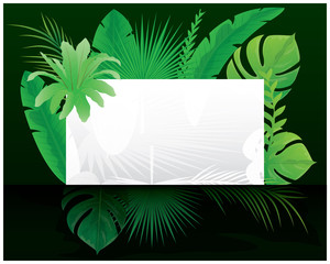 white card with many leaves vector design