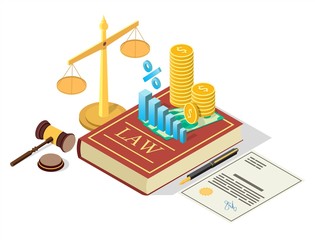 Taxes law vector concept flat isometric illustration