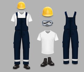 Work wear and uniform set, vector isolated illustration
