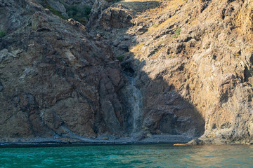 Obraz premium Kara-Dag mountains, view of the rocks from the sea, Crimea, Russia.