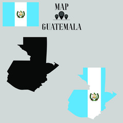 Guatemala outline world map, contour silhouette with national flag inside vector illustration creative design, isolated on background, objects, element, symbol from countries set