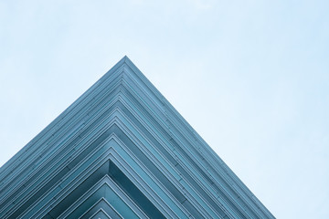 Fototapeta na wymiar Skyscraper Business Office, blue sky background, Corporate buildings