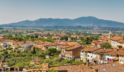 Fototapeta na wymiar View over Montopoli from castle hill. Tuscany, Italy.