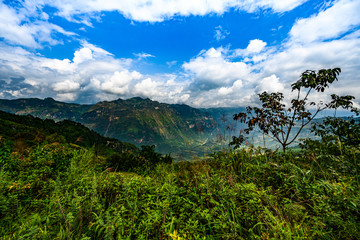 Mountain road in beautiful valley. Ha Giang province. Vietnam