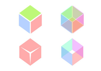 color ice cube symbols icon / vector