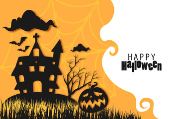 Happy Halloween paper cut Background, Vector Illustration halloween Paper cut Design.