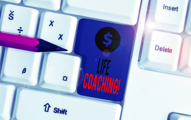Conceptual hand writing showing Life Coaching. Concept meaning demonstrating employed to help...