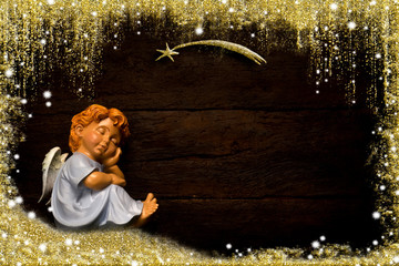 Angel and Bethlehem star Christmas card