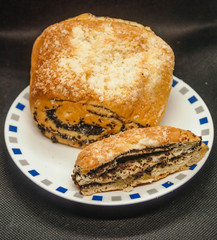 poppy seeds sweet breadroll, poppy seeds cake,  from poland