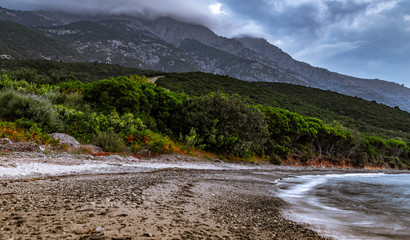 The untamed nature of Samothraki extends so close to the beach