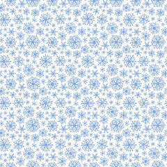Christmas seamless doodle pattern with snowflakes