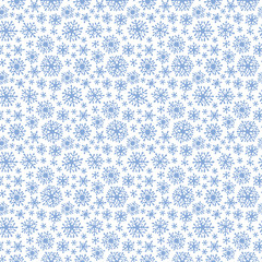 Christmas seamless doodle pattern with snowflakes