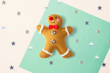 Christmas gingerbread with little stars - flat lay