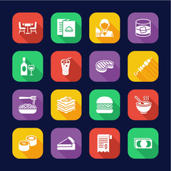 Lunch Icons Flat Design Set