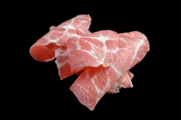 Thin slices of raw meat for barbecue