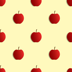  seamless pattern design illustration of an apple with a shadow effect. yellowish white background. fruit wallpaper, paper, and ready to print on fabric.