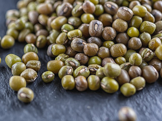 Mash soy bean grains are on the surface of the shale.