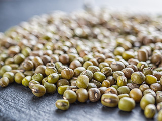 Mash soy bean grains are on the surface of the shale.