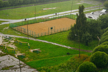 bad playground in big city. sports ground