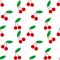 seamless pattern with cherries. white background.