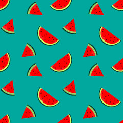  seamless pattern design watermelon. with a blue background.