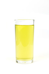 Sugarcane juice in glass isolated on white background.