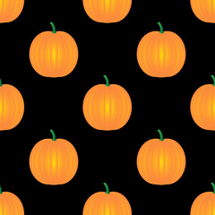 orange pumpkin vector graphic design. black background. seamless pattern design for your wallpaper, backdrop, cover and design needs. ready design.
