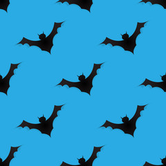  seamless pattern design illustration of black bat. with a blue background. set.wallpaper icon design to commemorate Halloween Day.