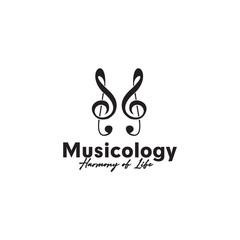 Music note logo design vector template