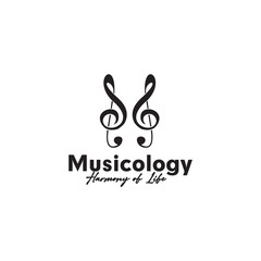 Music note logo design vector template