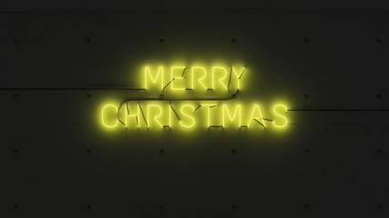 Merry Christmas neón amarillo.	